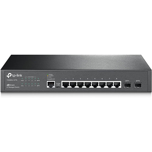 TP-Link 8 Port Gigabit Switch | L2 Managed w/ Console Port | 2 SFP Slots | IPv6 and Static Routing T2500G-10TS